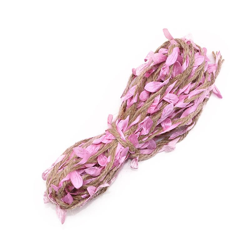 Cuerda de cáñamo tejida con hojas verdes de simulación de 5 m para hacer tú mismo, decoración para bodas, cumpleaños, bodas, regalo de ratán, embalaje de ramo, 5 mm