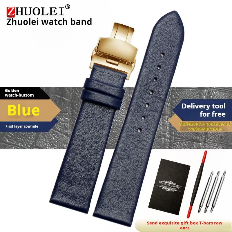 Thin Leather Strap 12 14 15mm 16mm 18mm 19mm 20mm 22mm For Tissot Longines Casio Watch Band Men Women Brown Blue White Bracelet