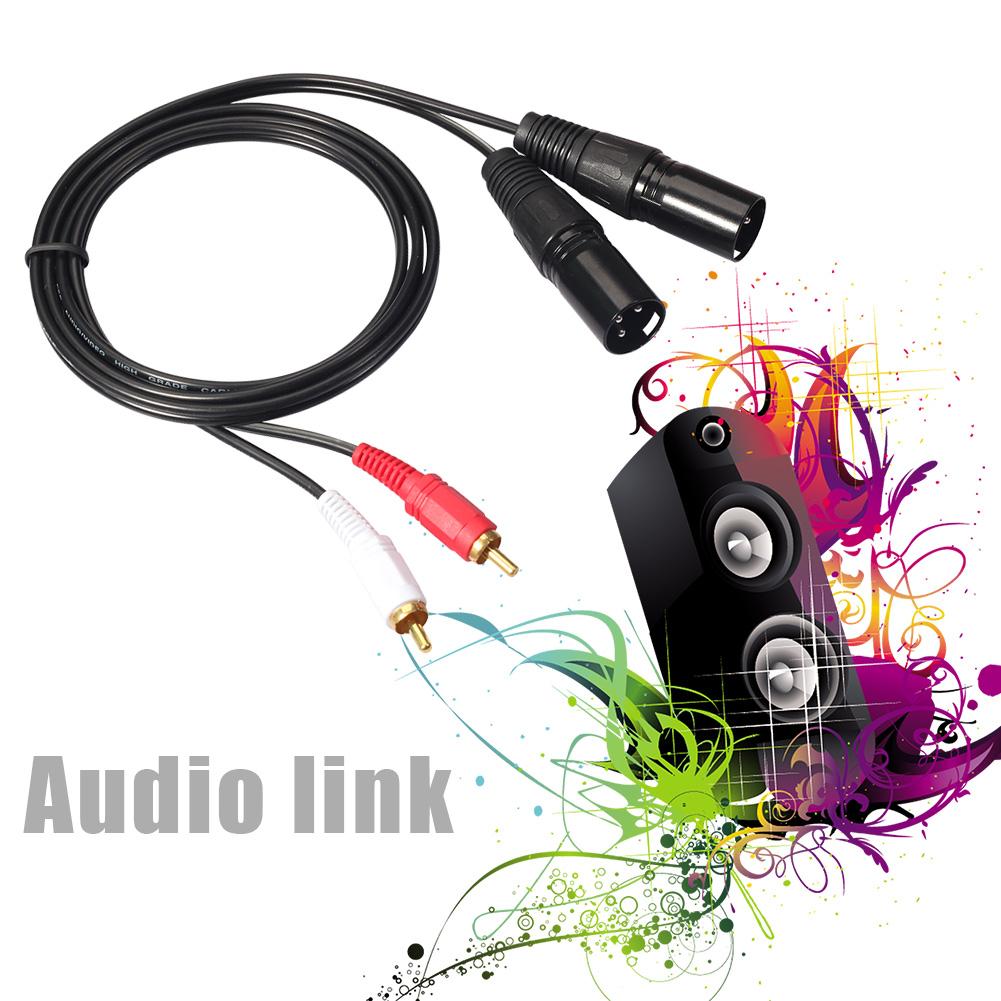 2 RCA Male To Dual XLR Male HIFI Stereo Audio Cable Professional Black for Microphone Mixer Headphone Amplifier