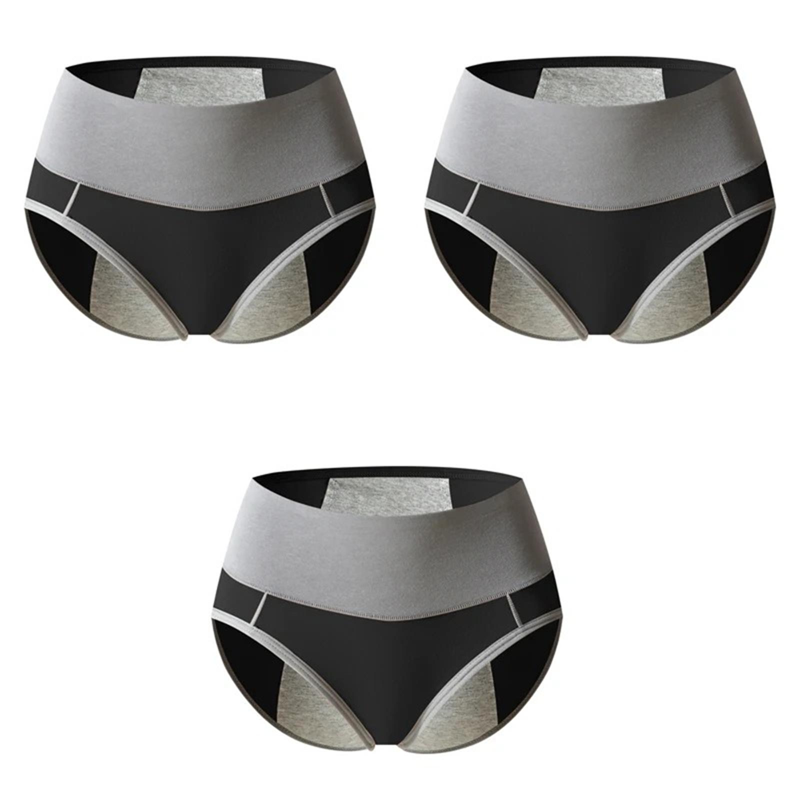 

3-Pack High Waist Women s Leak-Proof Menstrual Cotton Underwear Plus Size Physiological Briefs Black 4XL чорний
