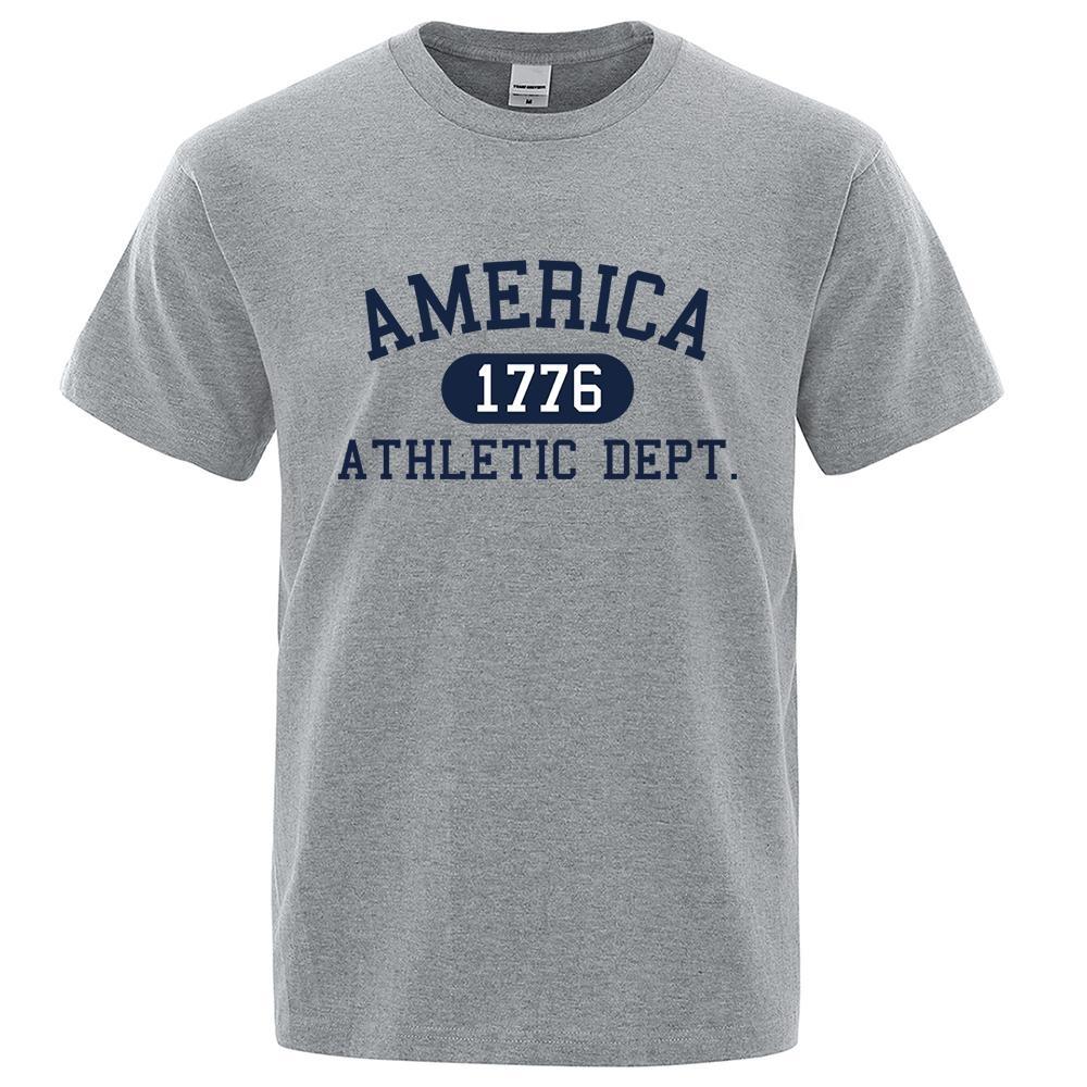 

America 1776 Athletic Dept Футболка с надписью Мужская модная футболка Одежда Летняя роскошная футболка Хип-хоп Дышащая хлопковая футболка Одежда S чёрный
