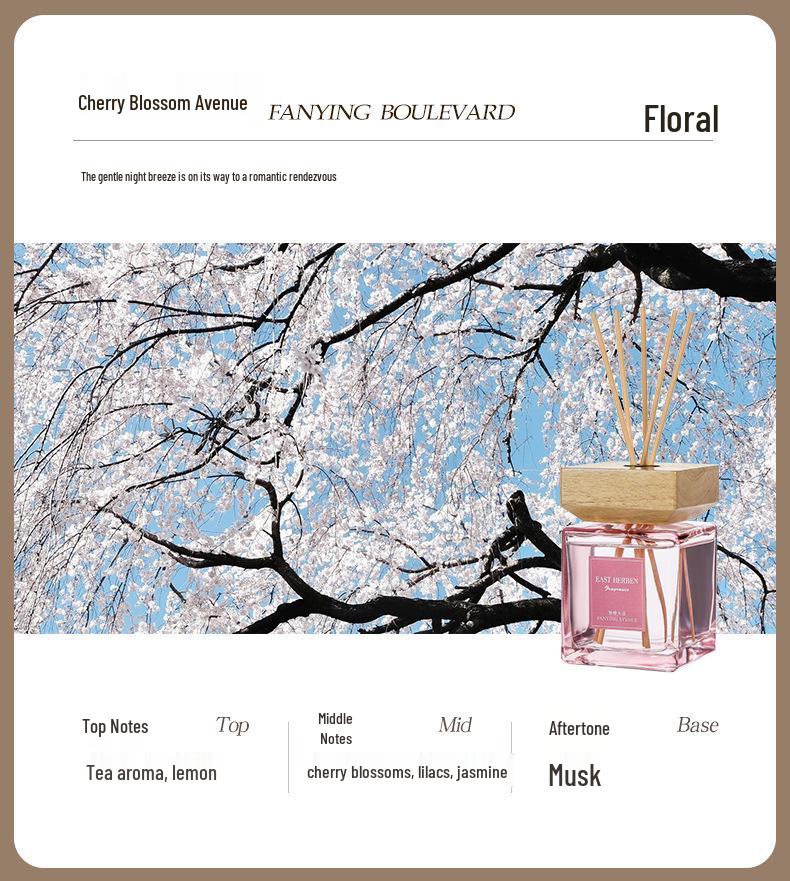 EAST HERBEN Oriental Charm 500ML Flameless Aroma Diffuser with Rattan Sticks for Home and Hotel Fragrance 500ml Spray Refill