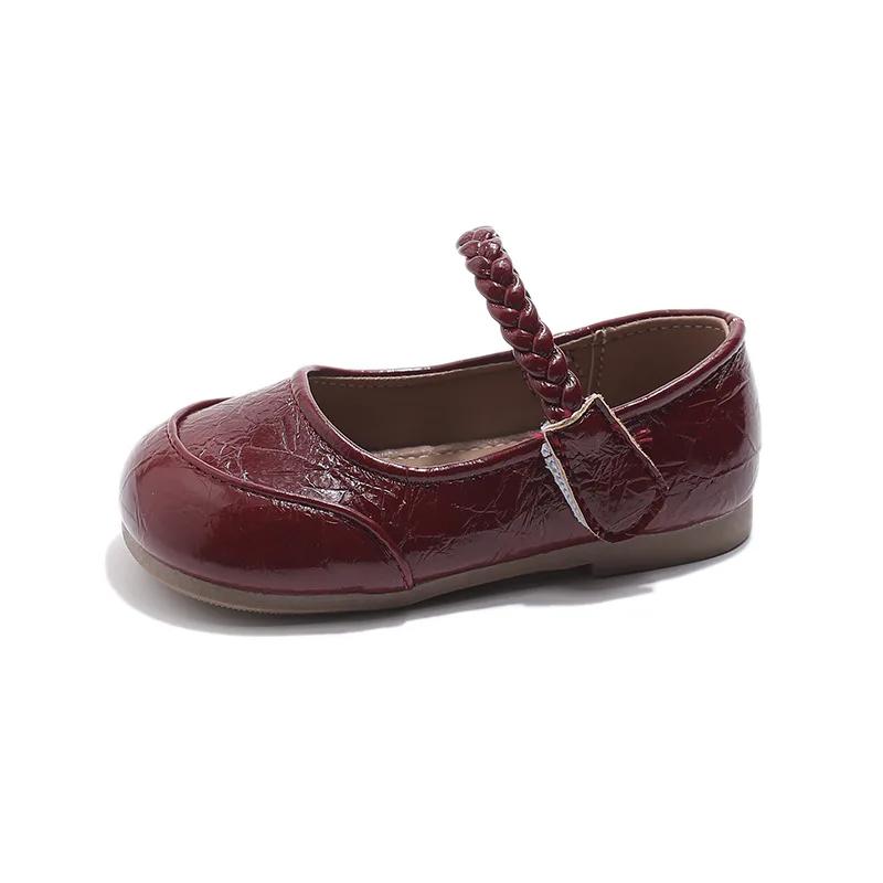2025 Spring New Children Leather Shoes for Girls Fashion Korean Style Soft Anti-slippery Versatile Chic Ballet Elegant Flats