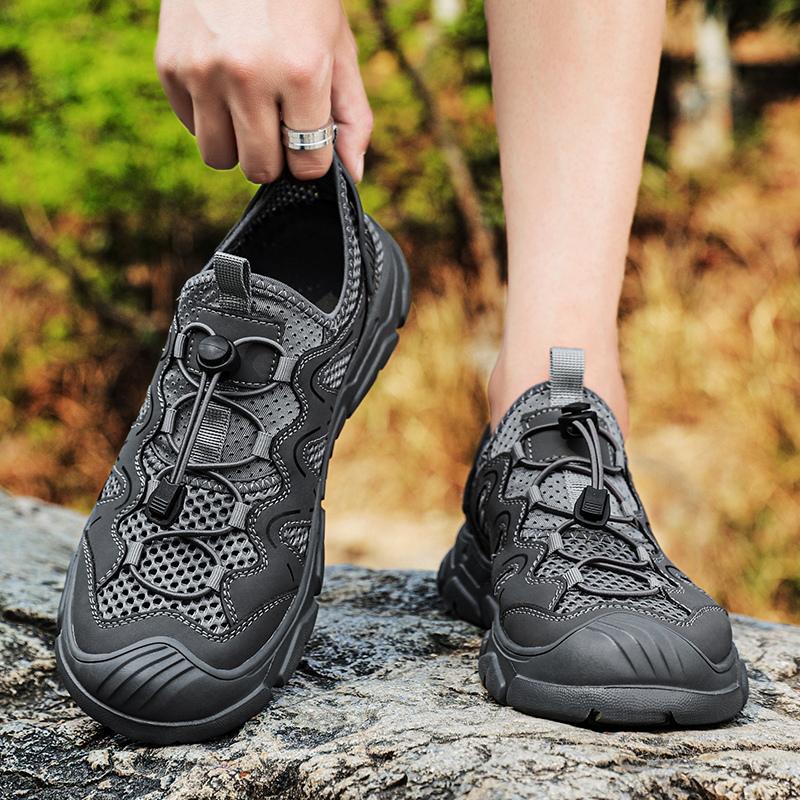 Summer Outdoor Walking Sneakers Anti-collision Toe Men Sandals 2025 New Casual Mesh Shoes for Male Classic Travel Hiking Shoes