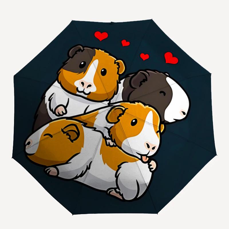 

1pc Guinea Pig Trio Automatic Folding Umbrella - Portable Collapsible 8-Rib Umbrella for All Seasons Durable Canopy yy251119129