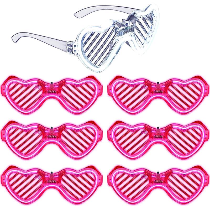7 шт. Светодиодные очки в форме сердца, светящиеся очки, солнцезащитные очки с жалюзи в форме сердца, неоновые светящиеся в темноте свадебные принадлежности, неоновые светодиодные игрушки для вечеринок