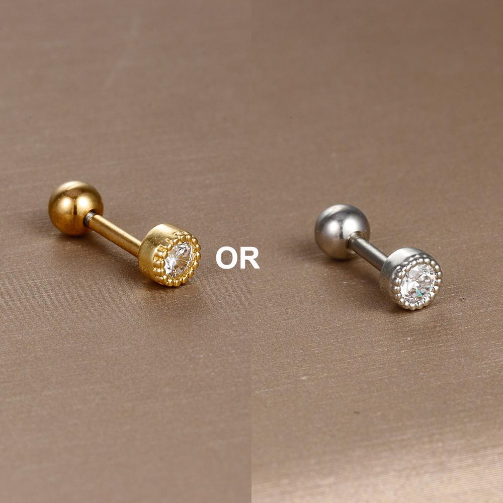 1PC 316L Stainless Steel Mini Zircon Cartilage Piercing Stud Earring For Women Girl Helix Tragus Body Zircon Statement