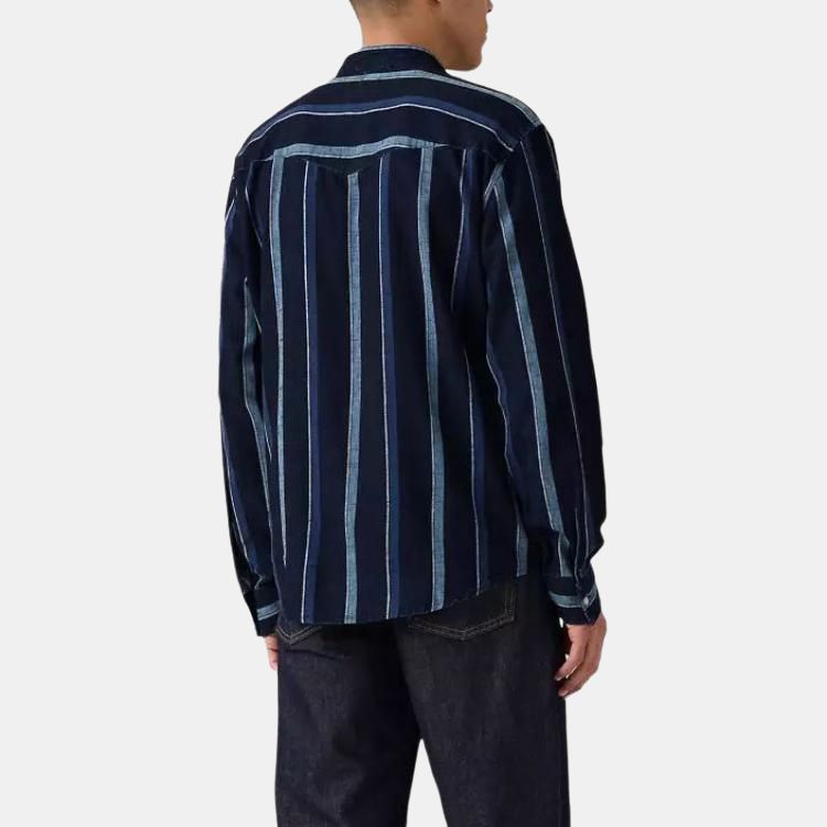 Levis Oasis Collaboration SS25 Striped Loose Fit Button Logo Single Pocket Embroidered Long Sleeve Shirt Men shirts 005M3-0001
