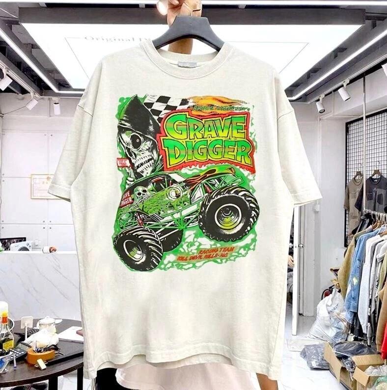 Grave Digger Monster Truck T shirt Graphic White Unisex Short Sleeve S-5XL Unisex T-Shirt XXXXL