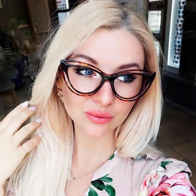 New Fashion TR90 Cat Eye Women Anti Blue Light Glasses Frame Retro Men Optical Luxury Eyewear