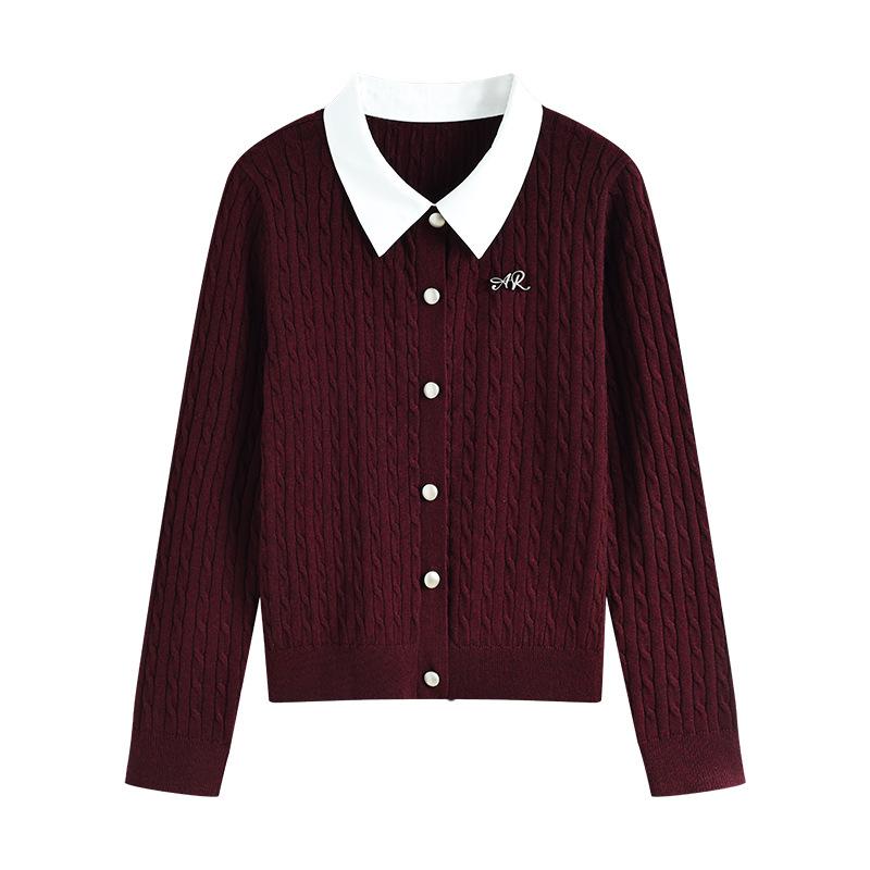 

Элегантный костюм-двойка: Кардиган женский вязаный с отложным воротником и длинным рукавом - Модная верхняя одежда из осенней коллекции 2025 XL красный