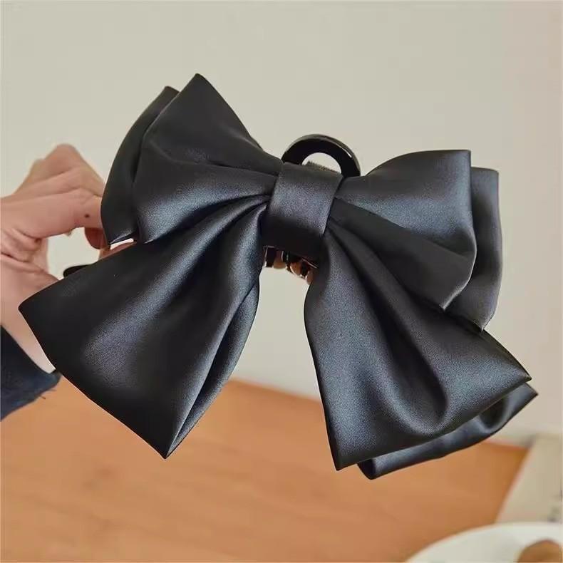 Black Bowknot Princess Hair Clip With Large Shark Clamp For Women And Daily Use