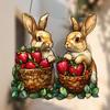 Rabbits Strawberries Suncatcher Stained Glass Effect Hanging Window Ornament  Windows Gardens or Indoor All Season Decoration