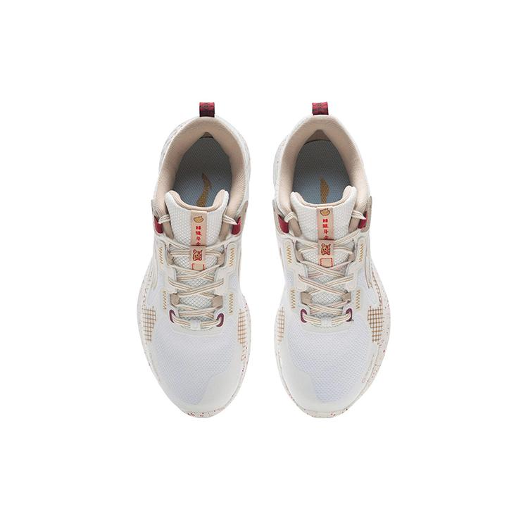 New LiNing Soft Element Cushioning Anti Slip And Wear Resistant Low Top Sports Casual Shoes White Gold Red AGLS012-4