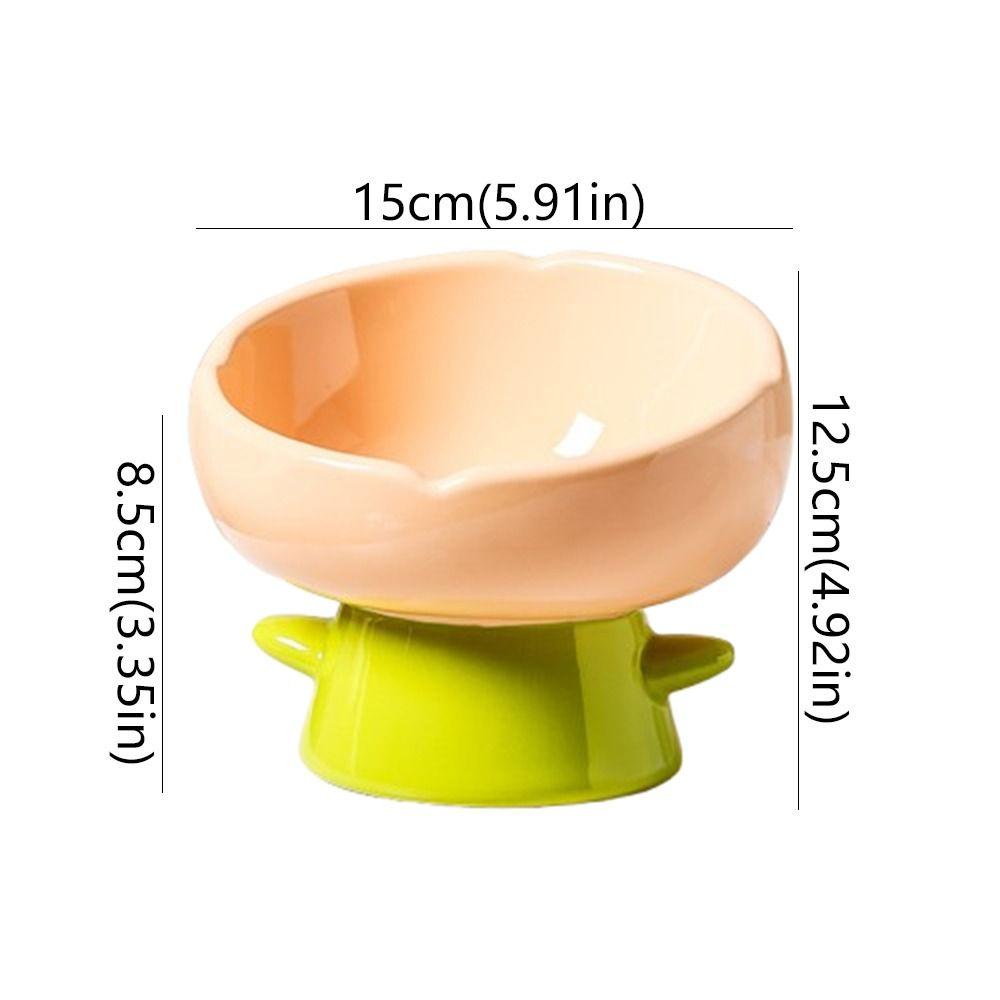 Non-slip Ceramic Cat Bowl Large-mouthed High Foot Bowl Simple Dog Food Bowl  Pet Drinking