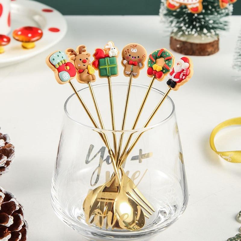 6pcs/set Christmas Spoons for Home Tableware Coffee Spoon Teaspoons Dessert