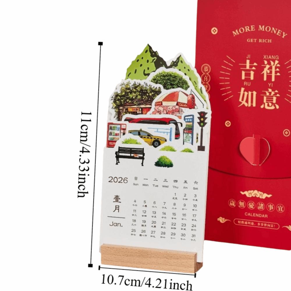 DIY 2026 Desktop Calendar Wooden Base Monthly Planner New Standing Calendar Table Desk Decor