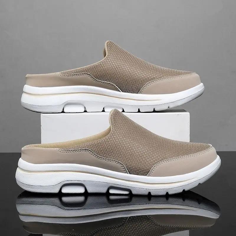 Fashion Mules Flat Slides Men's Shoe Half Male Slipper Designer Luxury Trend 2025 Low Price Elegant Summer Sale Fashion Clappers Adult