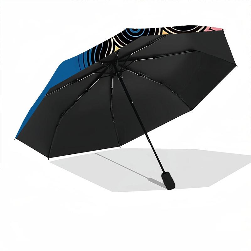 1pc Abstract Pattern Automatic Folding Umbrella - Portable Collapsible Design, 8-Rib Iron Frame, Durable Fabric yy251125214
