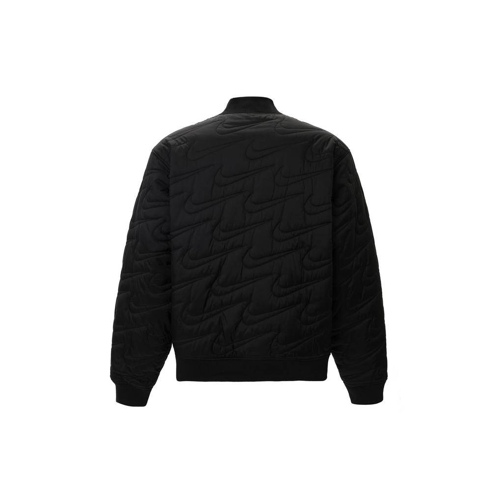 Nike Spor Giyim Swoosh Düz Renk Fermuarlı Günlük Ceket Erkek Ceketler Siyah FV6152-010