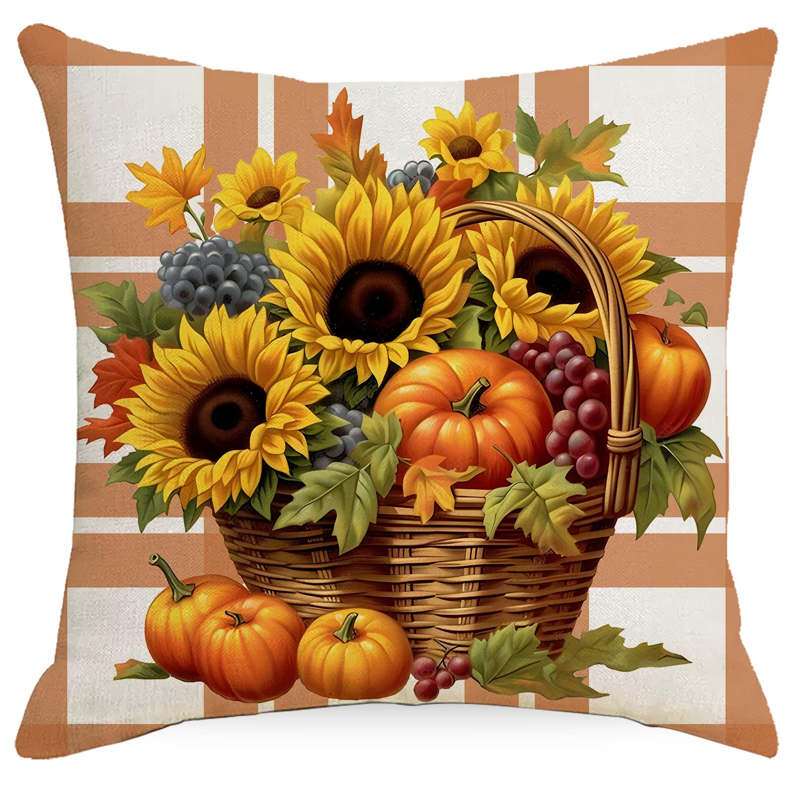 

Новая наволочка на День Благодарения Домашнее украшение Льняная наволочка для дивана Гостиная Подушка 45 * 45Cm