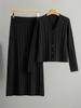 Spring/Fall Women's Knitted Cardigan & Midi Skirt Set