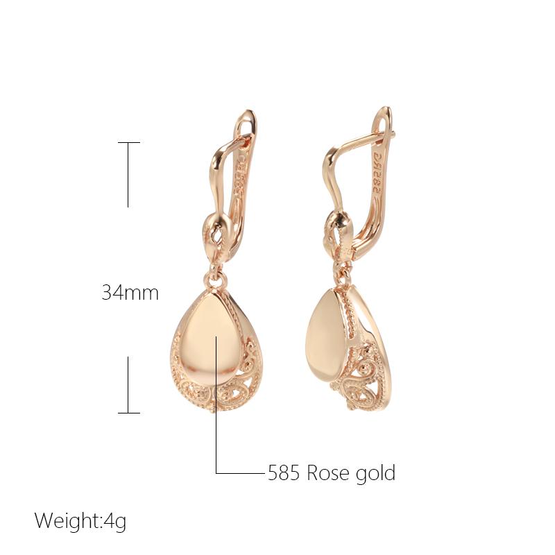 Modische Glänzende Hängeohrringe Für Damen Roségold Farbe Einfach Wasser Retro Hohe Qualität Braut Hochzeit Schmuck