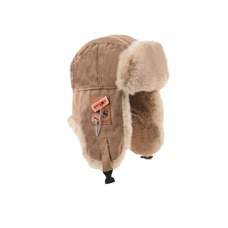Winter Warm Fleece Lined Beanie Hat Men Women Windproof Ear Protection Riding Cap Korean Style Cotton
