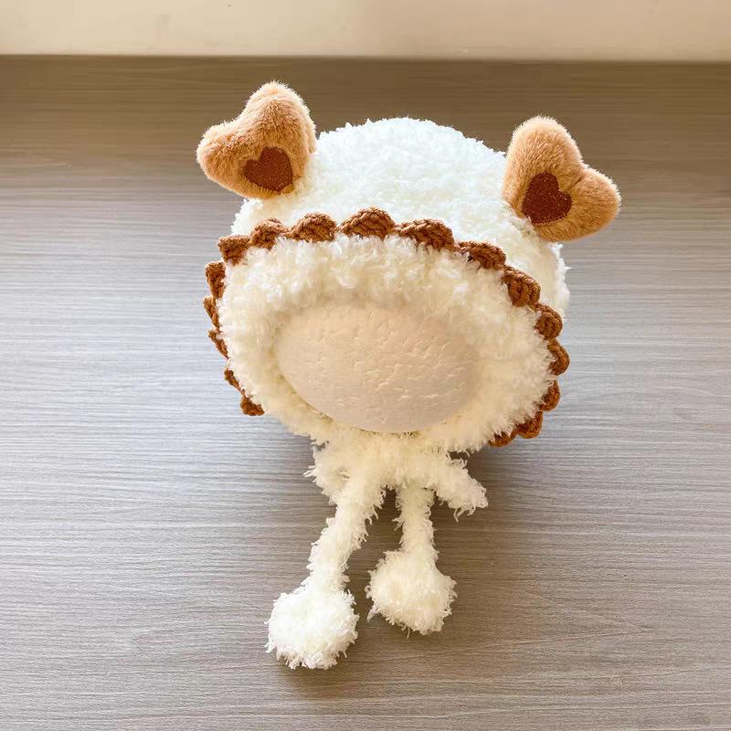 Adorable Children's Plush Knit Hat with Lace Ear Protection for Boys and Girls - Warm and Thick for Autumn and Winter