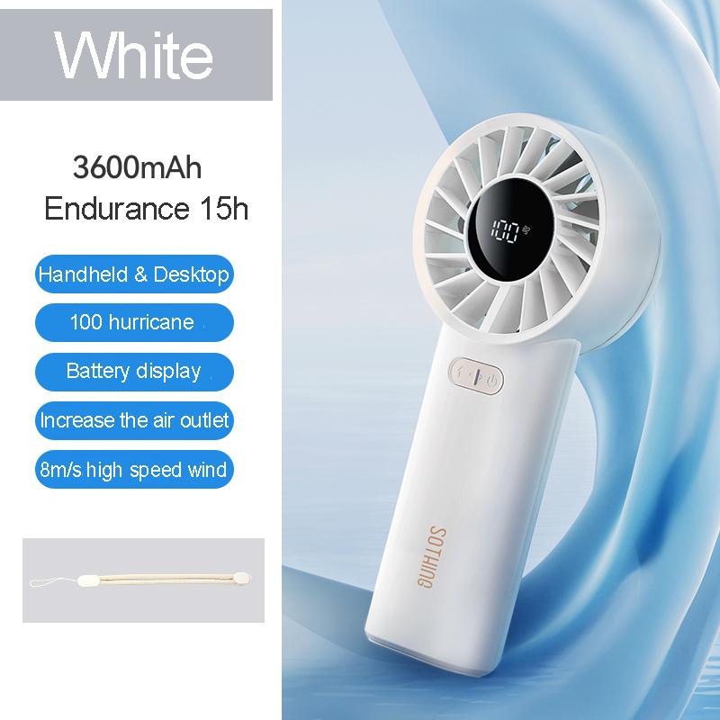 

Sothing Mini Handheld Fan 3600mAh USB Rechargeable 100 Speeds Ultra-Quiet Portable Cooling Fan for Outdoor Office Dorm білий