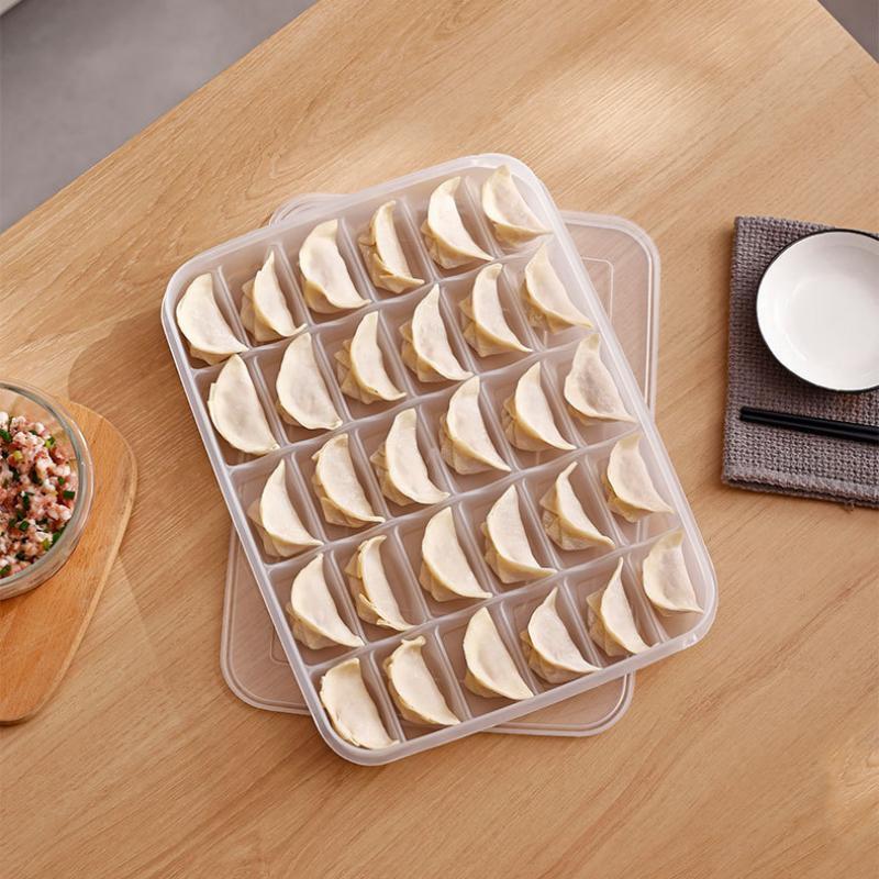 20/30 Grids Kitchen Storage Box Refrigerator Organizer Transparent Reusable Food Containers Tray With Lid For Dumpling Wonton