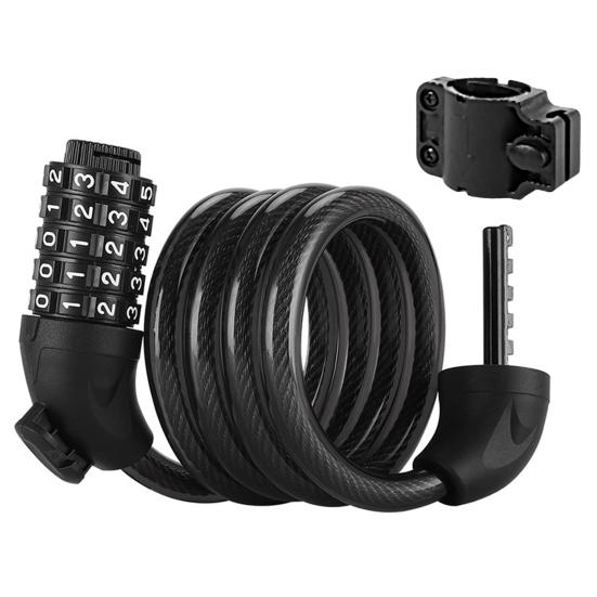 

Bicycle Password Cable Lock 5-Digit Keyless Security Waterproof Universal PVC Coated Anti-Theft Bicycle Lock чёрный