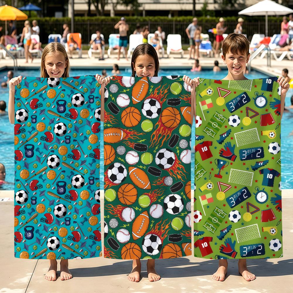 Basketball baseball soccer pattern kid Towel Beach Towels Soft Quick Dry Pool Towel for Travel Gym bathing Spa Camp sport Gift