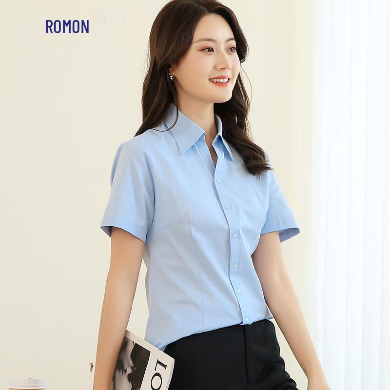 Luomeng Women's Slim-Fit Short-Sleeve Professional Shirt