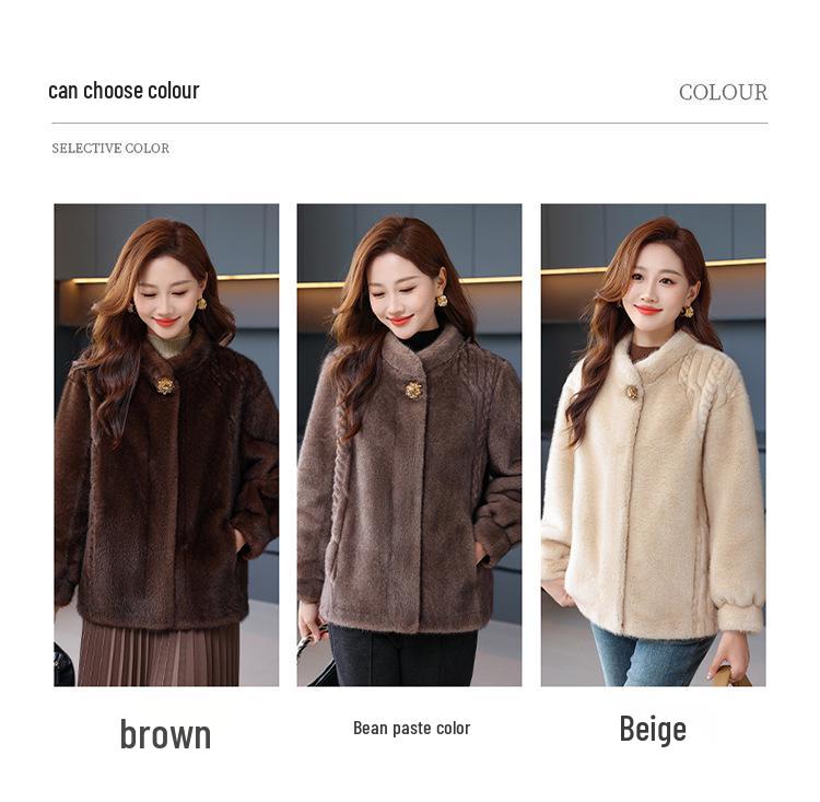Elegant Mink Velvet Autumn/Winter Coat for Middle-Aged and Elderly Women