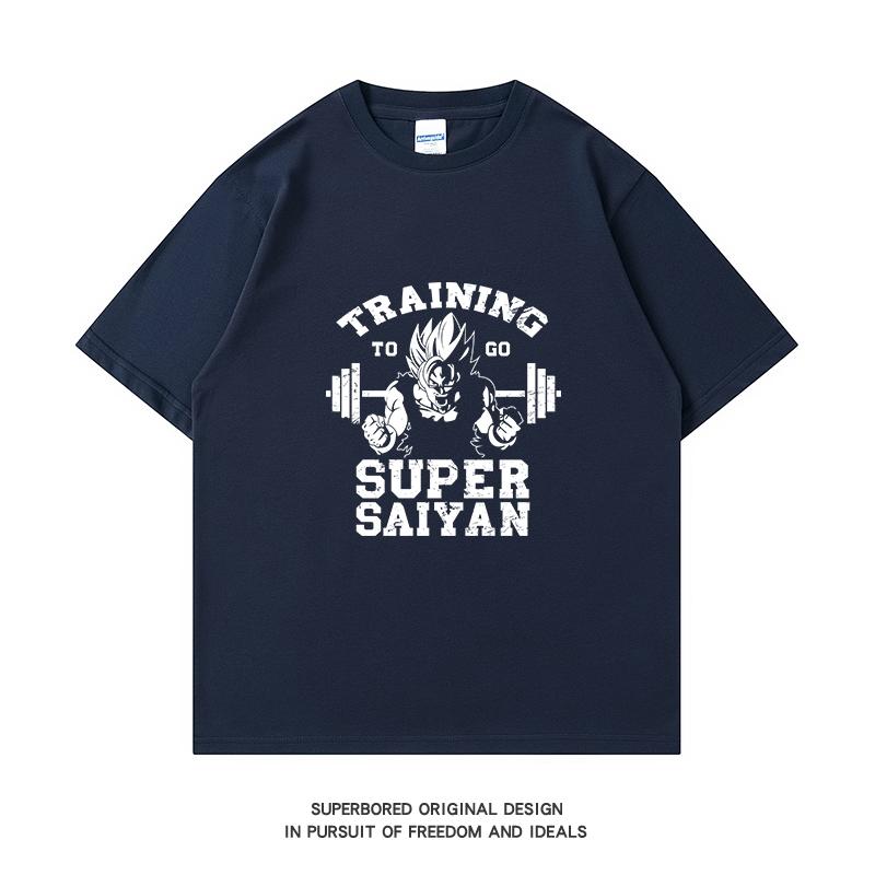 Summer American Fitness T-shirt for Weightlifting Pure Cotton  Loose Round Neck  Suitable for Both Men and Women Half-sleeve.