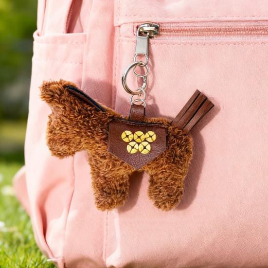 Plush Horse Bag Pendant Fuzzy Horse Backpack Charm Cute Horse Pendant with Golden Coins Lucky Keyring Gift for Family Friends
