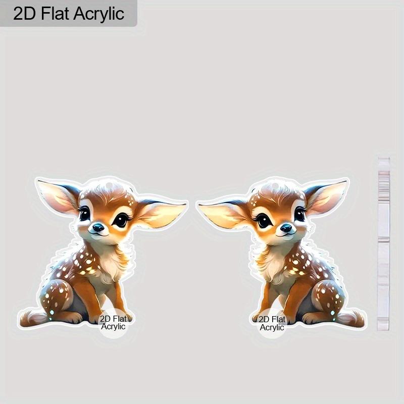 2D Flache Lieblicher Hirsch Hängeohrringe Geometrische Leichte Ohrringe Vintage Hängeohrring Modisches Statement Acryl-Ohrring