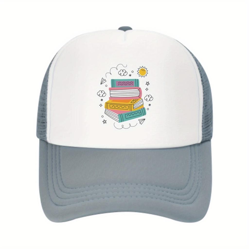 Book Lover Reading Graphic Trucker Cap Breathable Mesh Back Casual Baseball Hat for Adults