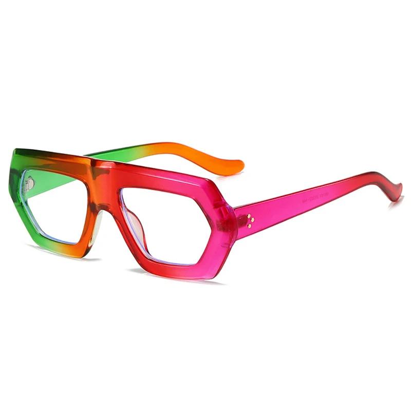 Fashion Square Women Gradient Sunglasses Leopard Shades Retro Men Clear Lens Glasses Frame UV400