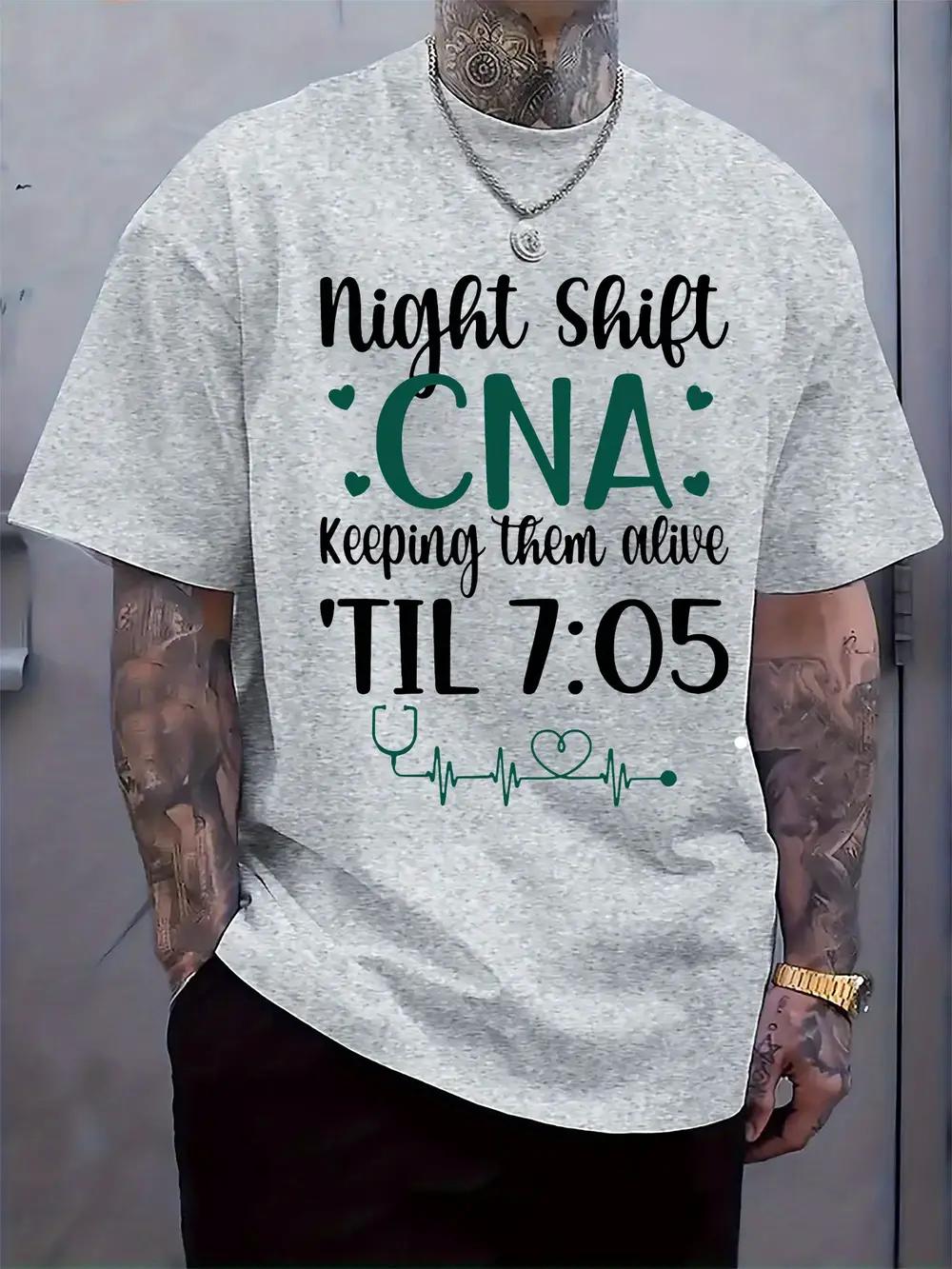 Night Shift CNA Print T-shirt - Casual Crew Neck XL