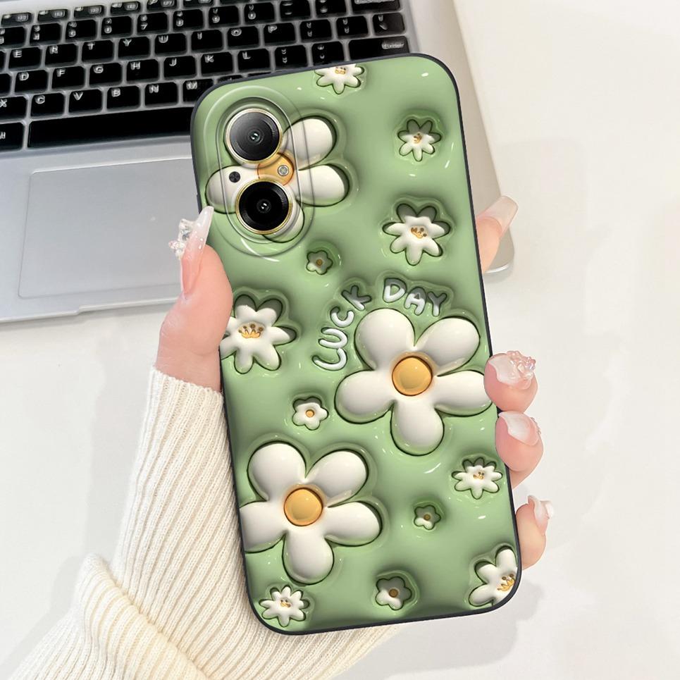 For Realme C67 4G RMX3890 Back Cover Realme C67 5G Case Girly Flower Butterfly Fashion Funda Soft Liquid Silicone Bumper Etui