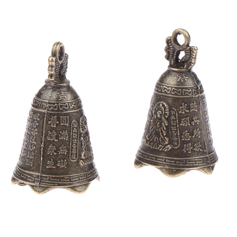 2 Stücke Retro China Mini Bronze Skulptur Beten Buddha Feng Shui Glocke Hausgarten Dekorative Windglocken Auto Anhänger Zubehör