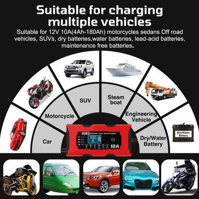 10A 12V Autobatterieladeger Intelligente Pulsreparatur Für Eisen-Lithium AGM Blei-Säure-Batterien Haushalts-Speicherzellen-Ladegeräte