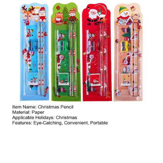 Vánoční tématická sada tužek Santa Sněhulák Los Tužka s ořezávátkem a gumou Dětské kreslicí potřeby na sváteční dárky školní ceny