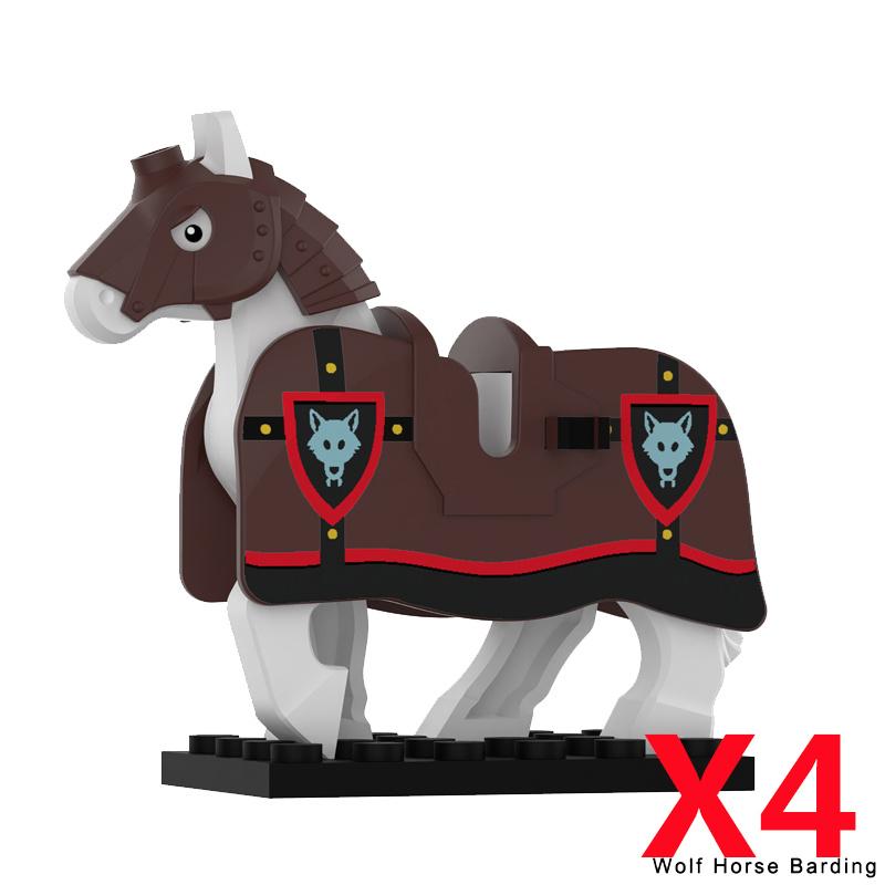 MOC Medieval Lion King Castle Knight Building Blocks Figure Accessories War Horse Cavalry Warrior Crusaders Toy Gift Bricks N029