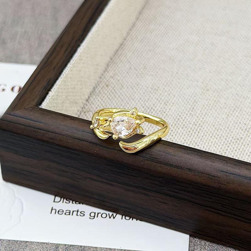 Mori Full Diamond Light Luxury Butterfly Flower Zircon Ring Female Niche High-End Light Luxury Index Finger Ring