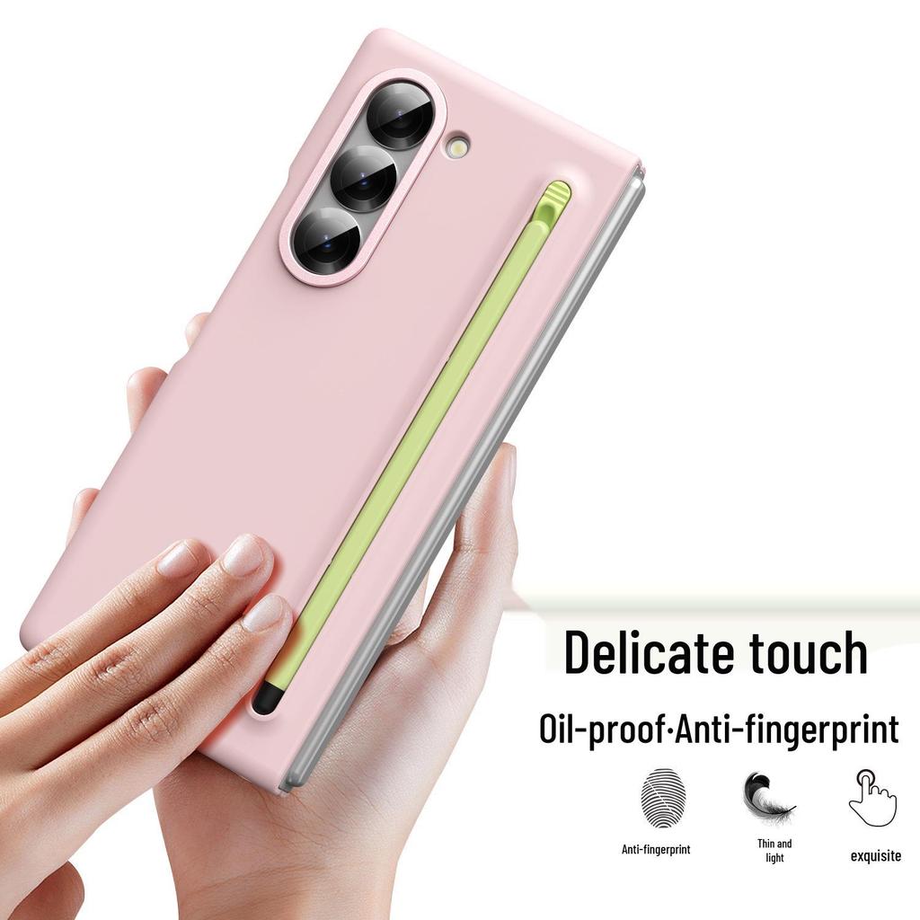 Samsung Z Fold7/6 Case: Cross-border Compatible, Folding Screen, Pure Color, Skin-Feel Design with Stylus Holder