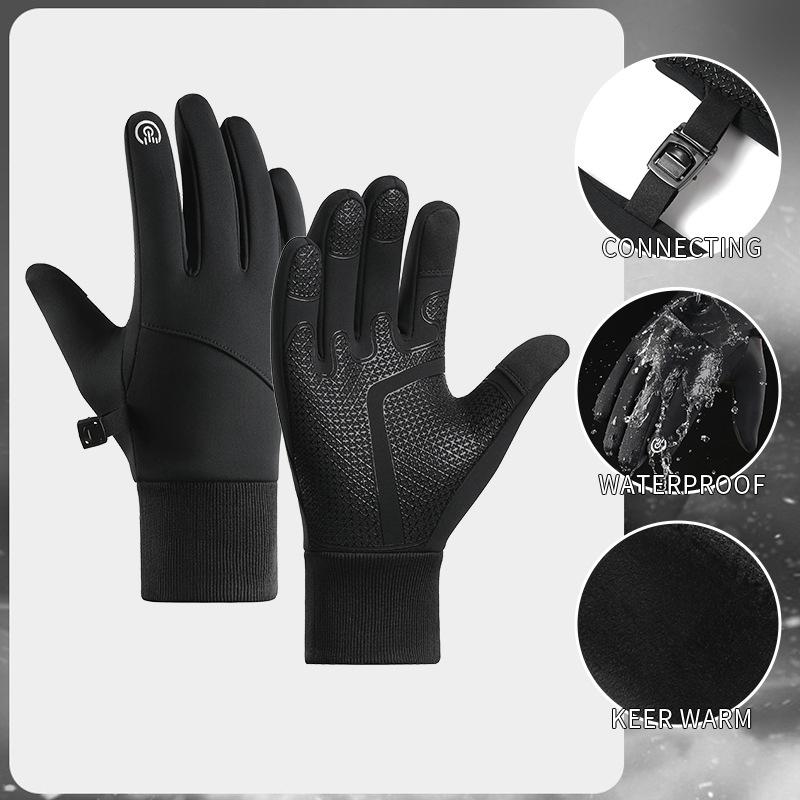 Full Finger Cycling Gloves Winter Gloves Mens Anti Slip Thermal Windproof Mittens
