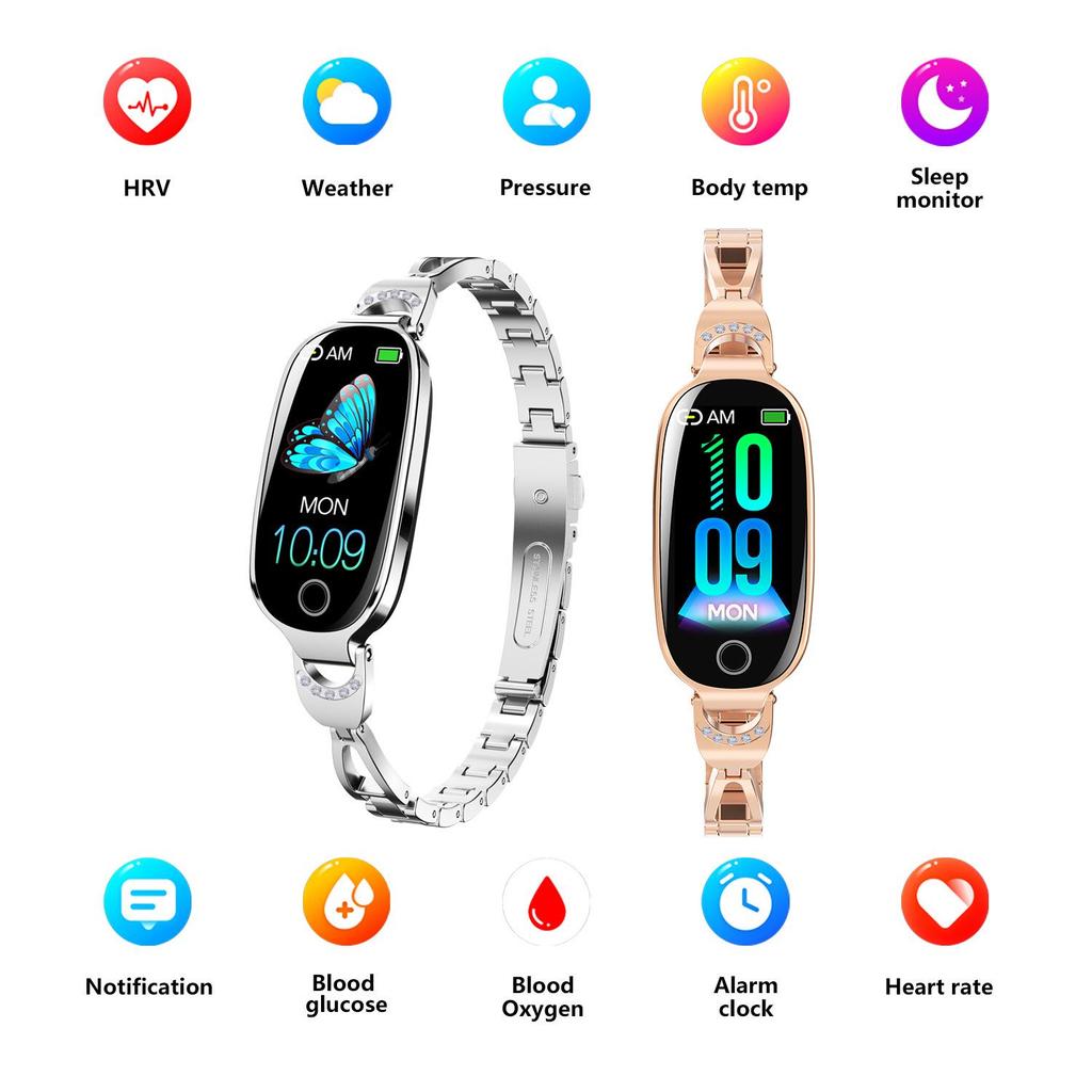 F81 Women's Smartwatch: Glucose, Blood Pressure, Heart Rate, Temperature Monitor with Pedometer & Call Alerts